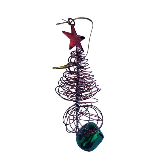 Vintage Wire Christmas Tree Ornament with Bell & Star Topper 1990s - Picture 8 of 10